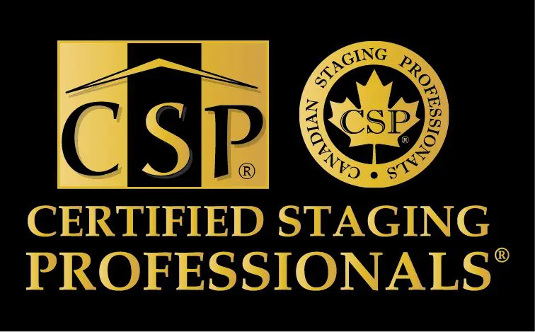 A black and gold logo for the canadian staging professionals.